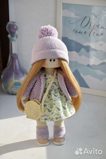 Вязаная игрушка интерьерная кукла новый год