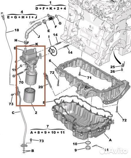 Теплообменник масляного фильтра Peugeot Expert 3