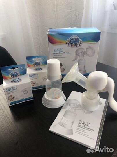Молокоотсос ручной canpolbabies+накладки 2уп