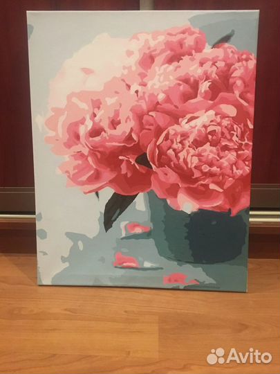 Картина натюрморт букет цветы пионы холст 40 50 см