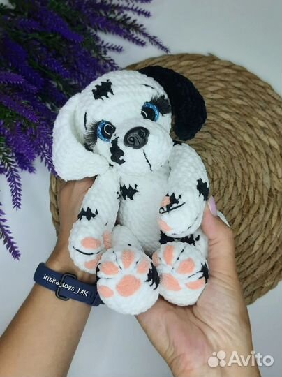 Собака далматинец вязаная игрушка ручной работы