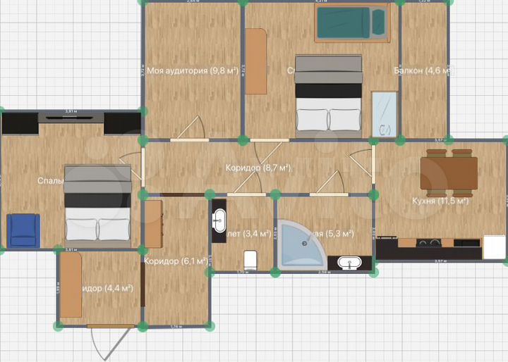 2-к. квартира, 90 м², 4/9 эт.