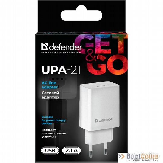 Сетевое зарядное устройство Defender UPA-21 белый