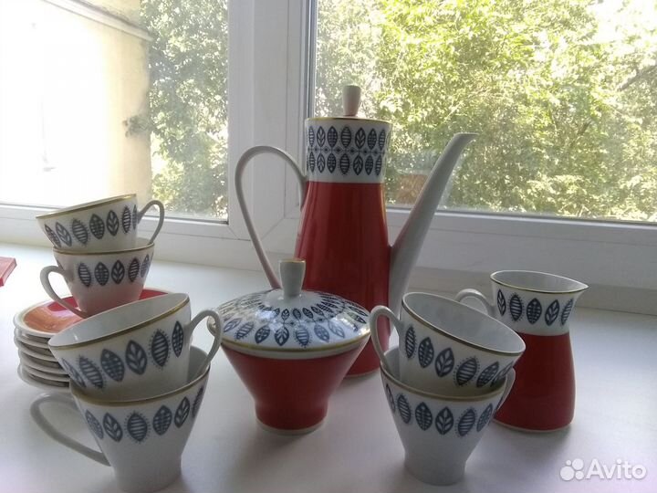 Сервиз кофейный фарфор ГДР Фрайбергер советских вр