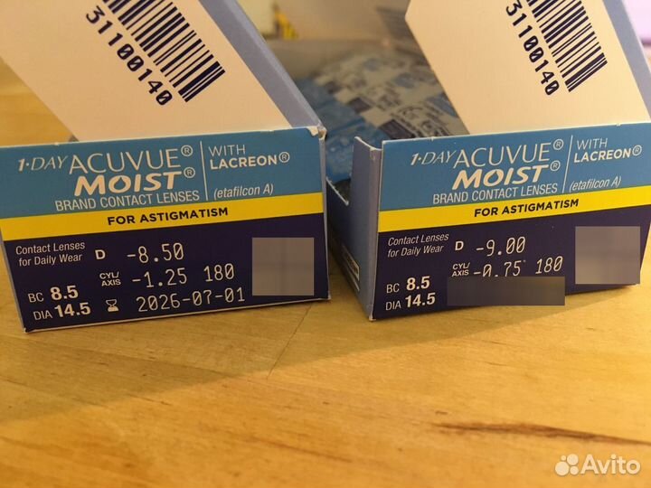 Линзы контактные acuvue moist 1 day торические