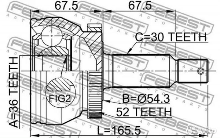 Febest 1210sfcla52 1210-sfcla52 ШРУС наружный к-кт