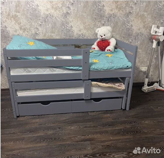 Детская кровать выдвижная из дерева (береза)