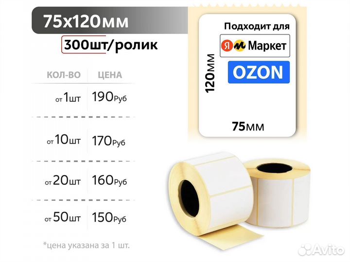 Термоэтикетки поштучно и опт