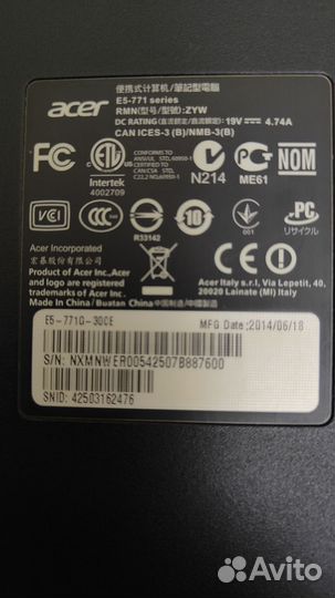Acer aspire e5 771g