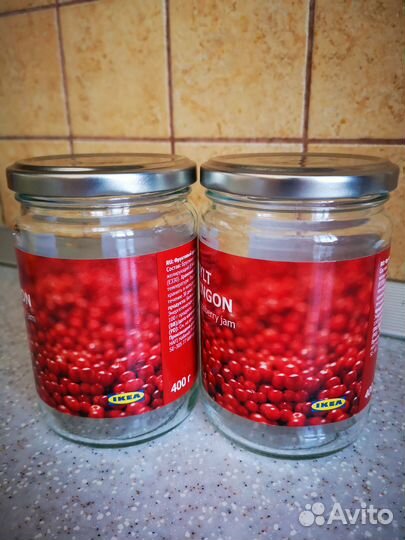 2 пустые 400гр банки Икеа Клюквенное варенье