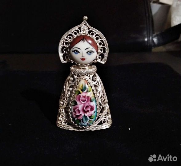 Кукла Ювелирная из Скани Серебро Фигурка Финифть