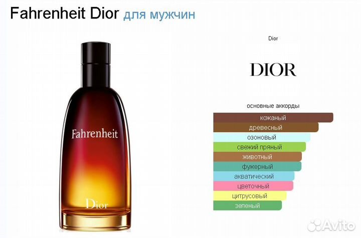 Туалетная вода dior Fahrenheit. Мужской парфюм