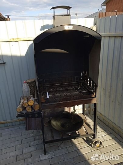 Мангал с крышей с вытяжкой, печь и казан 12 литров