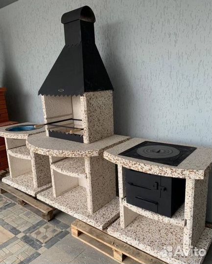 Мангальный комплекс, печь под казан, гриль зона с