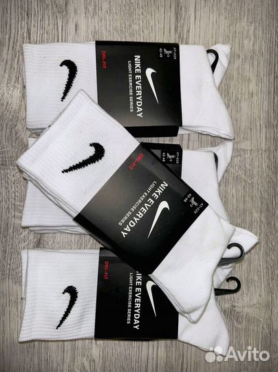 Носки nike everyday белые высокие 12 пар