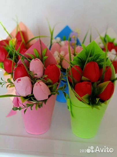 Букеты из мыльных тюльпанов