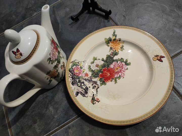 Китайский чайник 1л, блюдо D27см, ваза