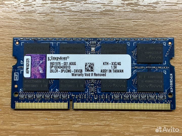 Память для ноутбука 4GB DDR3 1600MHz Kingston