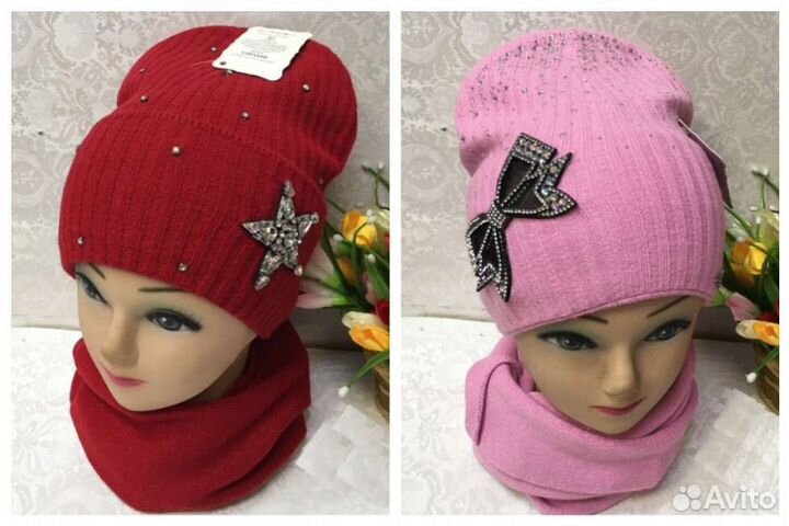 Комплекты шапка и хомут демисезон