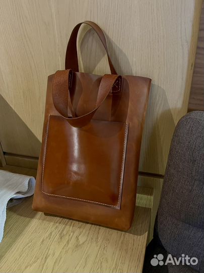 Сумка шоппер из натуральной кожи ручной работы