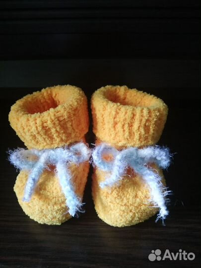 Вязаные плюшевые пинетки