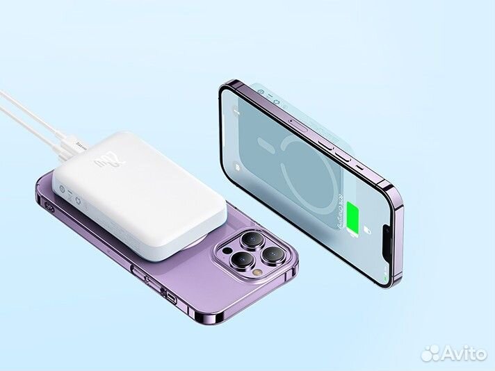 Повербанк Baseus на 10000 мАч 20 Вт MagSave белый