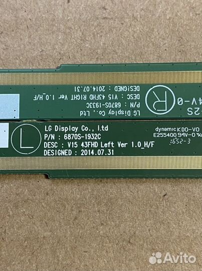 LG 43LW540S планки матрицы с шлейфами