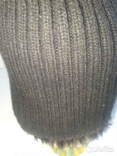 Шапка норковая женская, вязанная. Теплая