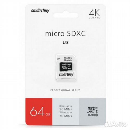 MicroSd 64Gb class10 PRO UHS-I(U3) быстрая