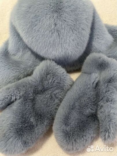 Варежки и шапка ушанка из экомеха норки