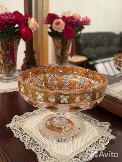 Ваза для фруктов хрусталь чехия