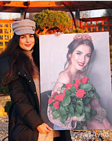 Портрет по фото на холсте с доставкой