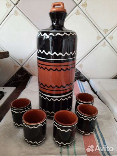 Графин с рюмками СССР из глины
