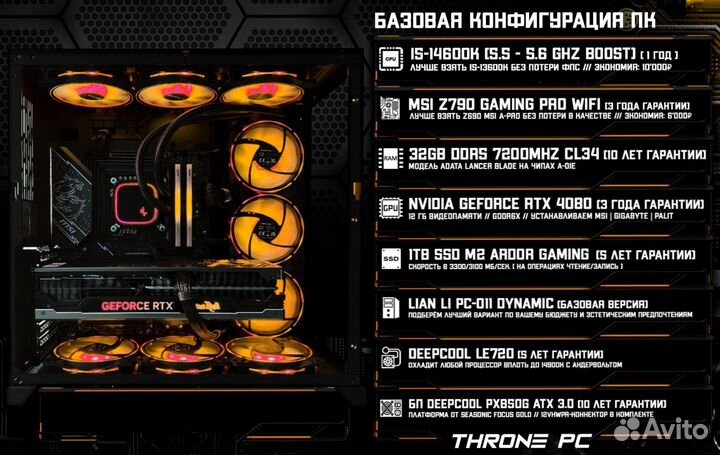 Игровой пк 14600K/ RTX 4080/ 32Gb DDR5 7200 MHz