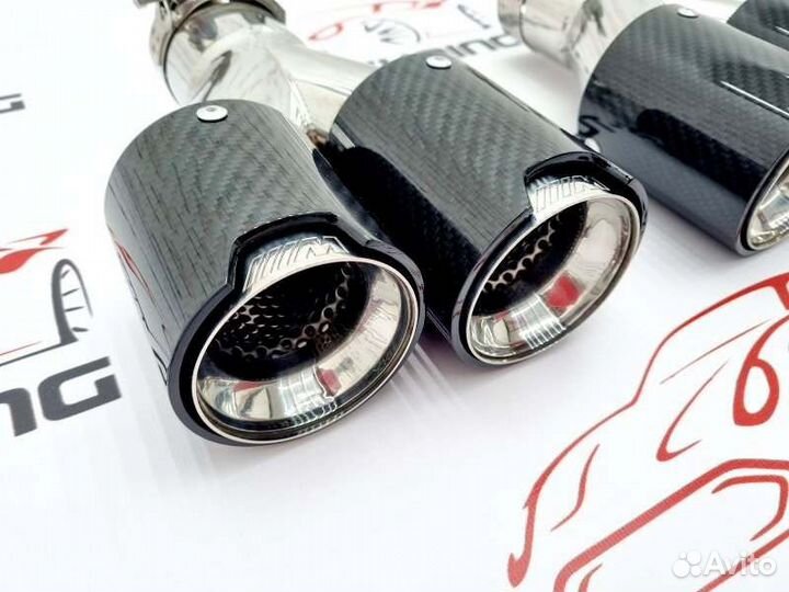 Насадки на выхлоп BMW M двойные карбон 79мм