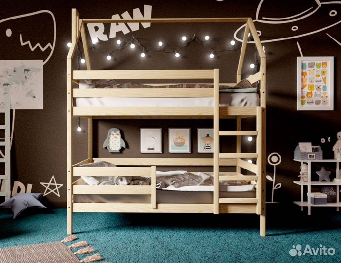 Кровать-домик двухъярусная