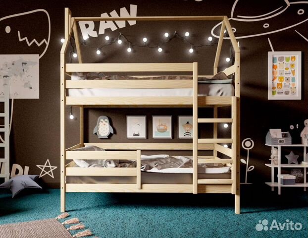 Кровать-домик двухъярусная