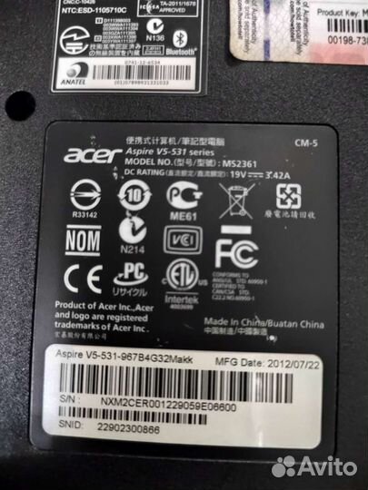 Ноутбук acer aspire vs v531