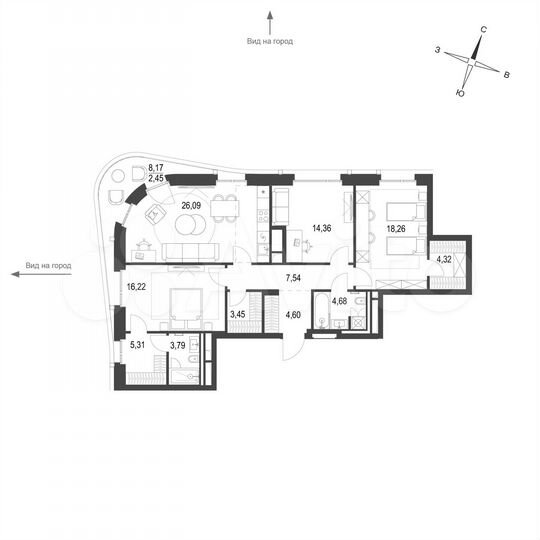 3-к. квартира, 111,1 м², 13/13 эт.