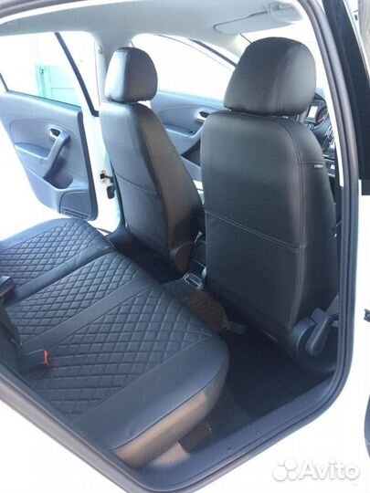 Чехлы на сиденья Фольксваген Поло из Экокожи Ромб