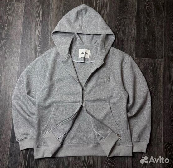 Толстовка на молнии с капюшоном женская miu miu
