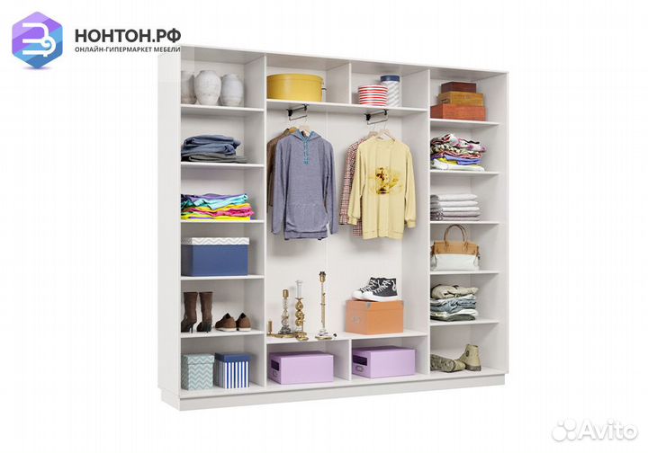 Шкаф-купе трёхдверный Электра с 2 зеркалами белый