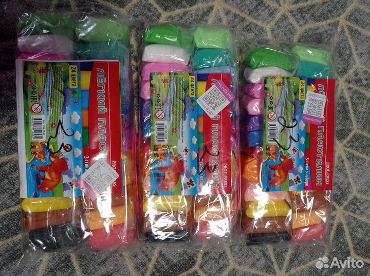 Воздушный пластилин 24 цвета три упаковки