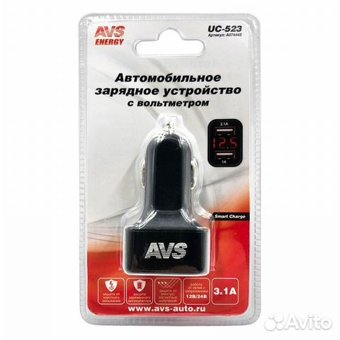 USB автомобильное зарядное устройство AVS 2 порта