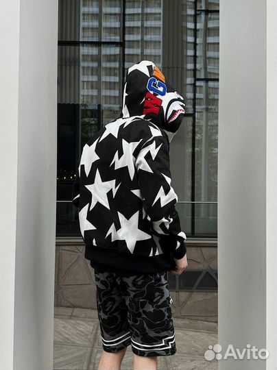 Зипка bape star Japan черная звезда бэйп кофт худи