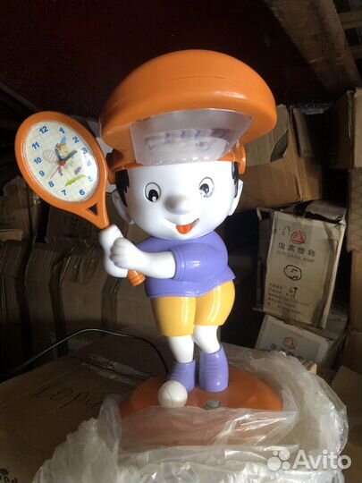 Детская настольная лампа с часами. Новая