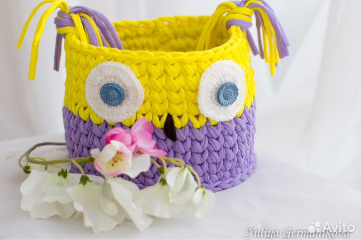 Вязаная корзина «Совушка»