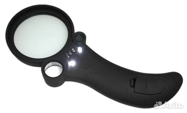 Лупа ручная круглая 2.5/25/55x-65мм свет+ уф
