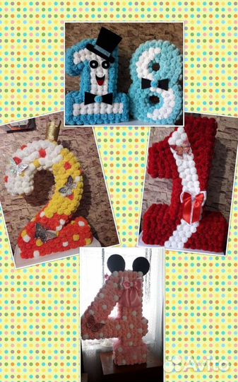 Объёмные цифры из салфеток и мягкие Цифры-подушки