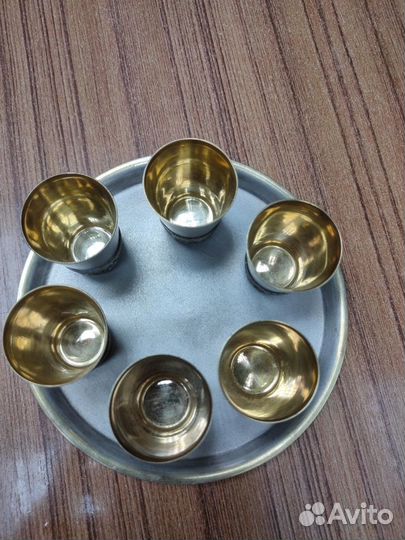 Мельхиоровые стопки с эмалями и позолотой. СССР